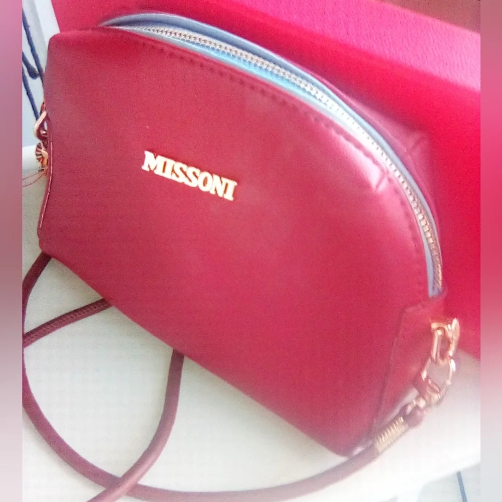 Red Leather Tassel Detail Crossbody Bag